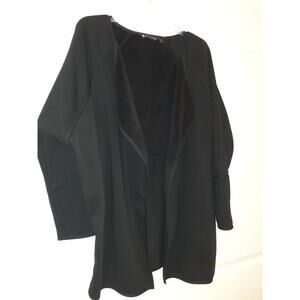 Athleta Karma Wrap Black Open Front Fleece Lined Cardigan size S Cozy Warm